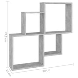 Wall Cube Shelf Concrete Grey 80x15x78.5 cm Engineered Wood - Rear View
