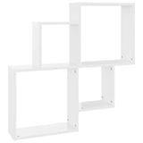 Wall Cube Shelf High Gloss White 80x15x78.5 cm Engineered Wood - Front View