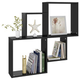 Wall Cube Shelf High Gloss Black 80x15x78.5 cm Engineered Wood - 45-Degree Angle
