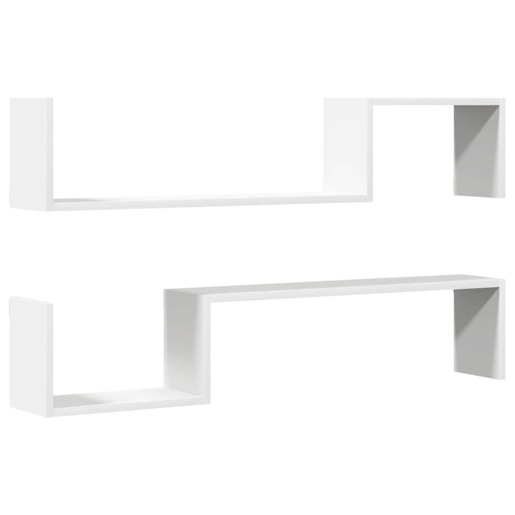 Wall Shelves 2 pcs White 100x15x20 cm Engineered Wood