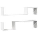 Wall Shelves 2 pcs White 100x15x20 cm Engineered Wood - Front View