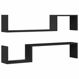 Wall Shelves 2 pcs Black 100x15x20 cm Engineered Wood - Front View