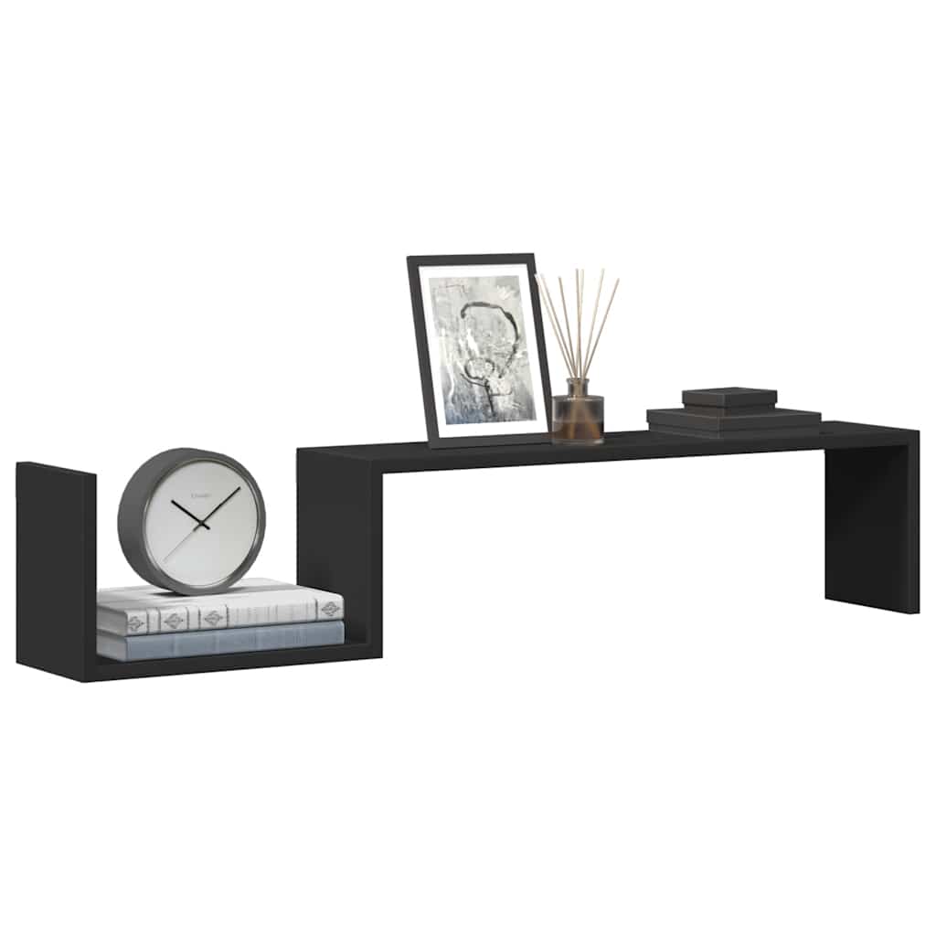 Wall Shelves 2 pcs Black 100x15x20 cm Engineered Wood