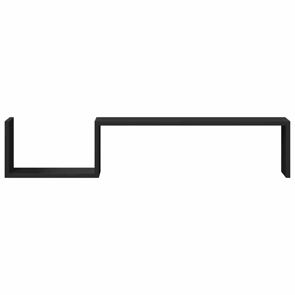 Wall Shelves 2 pcs Black 100x15x20 cm Engineered Wood