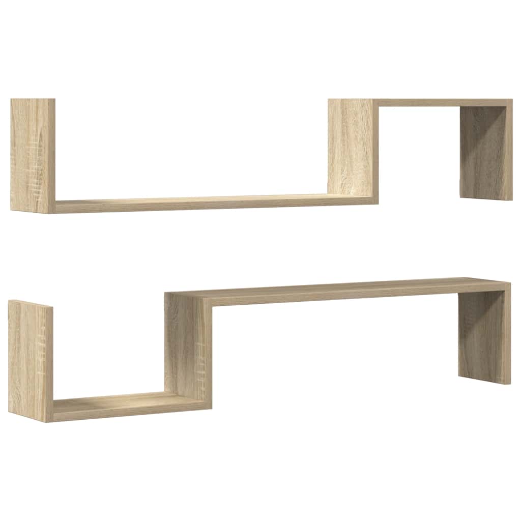 Wall Shelves 2 pcs Sonoma Oak 100x15x20 cm Engineered Wood