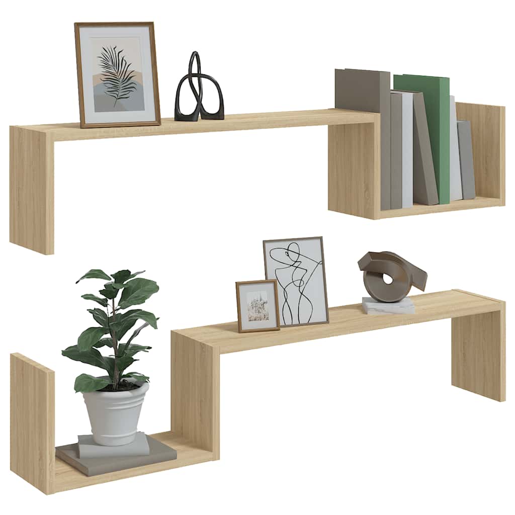Wall Shelves 2 pcs Sonoma Oak 100x15x20 cm Engineered Wood
