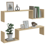 Wall Shelves 2 pcs Sonoma Oak 100x15x20 cm Engineered Wood - Top-Down View