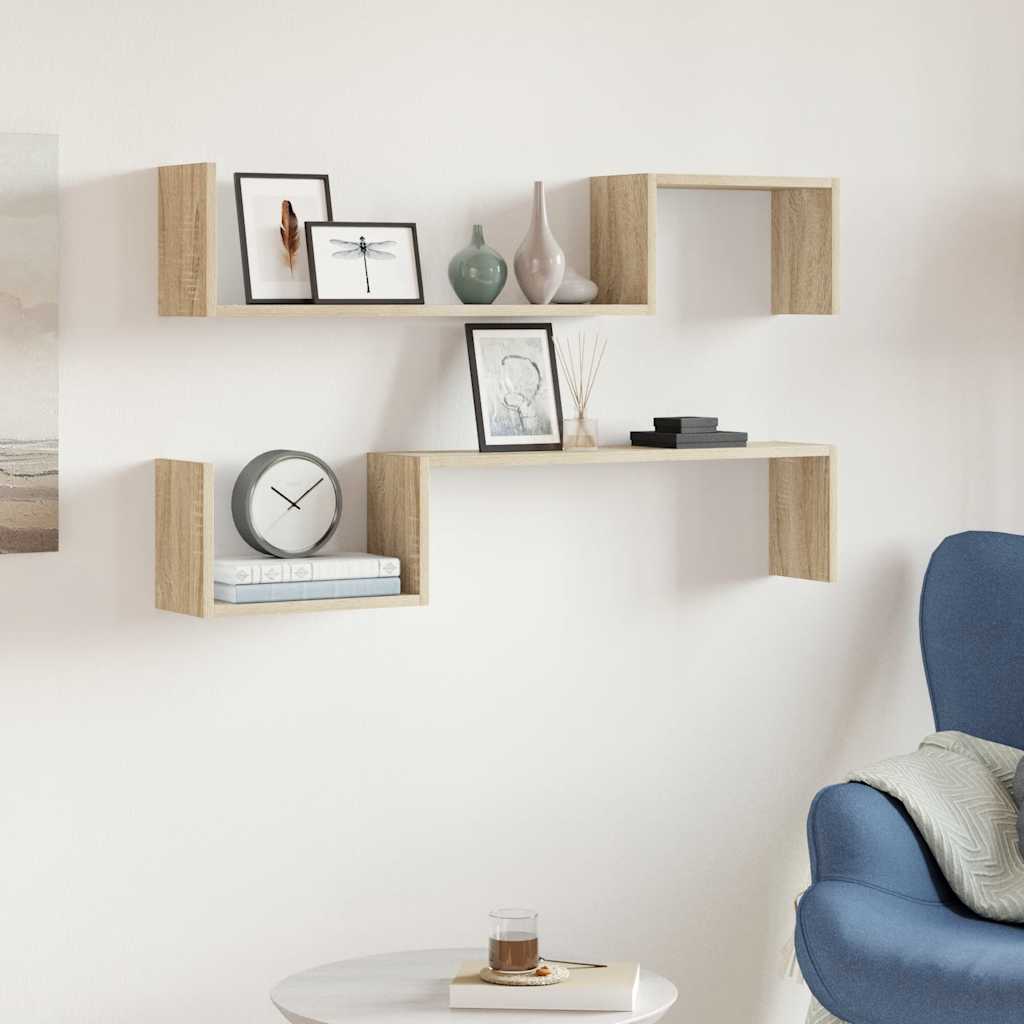 Wall Shelves 2 pcs Sonoma Oak 100x15x20 cm Engineered Wood