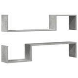 Wall Shelves 2 pcs Concrete Grey 100x15x20 cm Engineered Wood