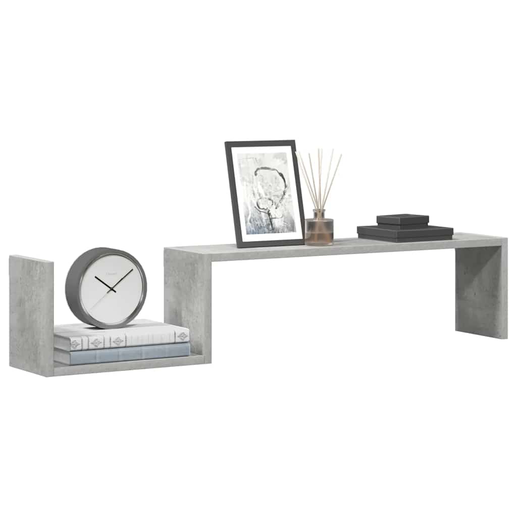 Wall Shelves 2 pcs Concrete Grey 100x15x20 cm Engineered Wood