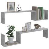 Wall Shelves 2 pcs Concrete Grey 100x15x20 cm Engineered Wood - Top-Down View