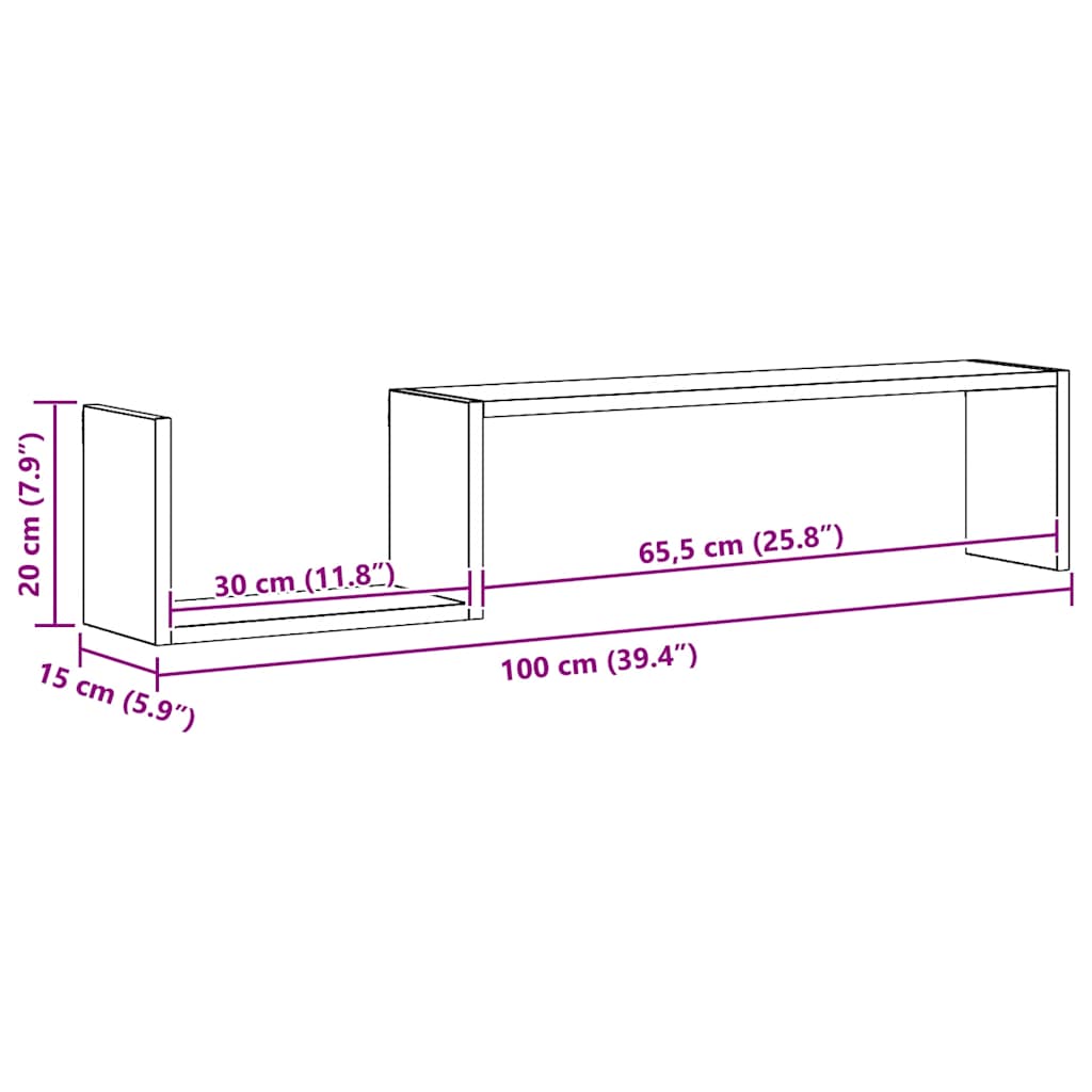 Wall Shelves 2 pcs Concrete Grey 100x15x20 cm Engineered Wood
