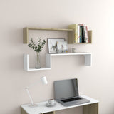 Wall Shelves 2 pcs White and Sonoma Oak 100x15x20 cm Engineered Wood - Side View