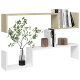 Wall Shelves 2 pcs White and Sonoma Oak 100x15x20 cm Engineered Wood - Top-Down View