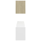 Wall Shelves 2 pcs White and Sonoma Oak 100x15x20 cm Engineered Wood - Rear View