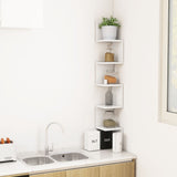 Wall Corner Shelf White 20x20x127.5 cm Engineered Wood - Rear View
