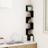 Wall Corner Shelf Black 20x20x127.5 cm Engineered Wood - Rear View