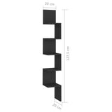 Wall Corner Shelf Black 20x20x127.5 cm Engineered Wood - Low Angle