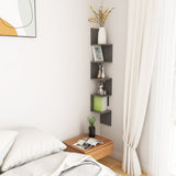 Wall Corner Shelf Grey 20x20x127.5 cm Engineered Wood - 45-Degree Angle