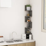 Wall Corner Shelf Grey 20x20x127.5 cm Engineered Wood