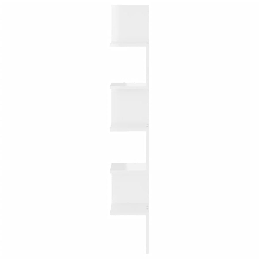 Wall Corner Shelf High Gloss White 20x20x127.5 cm Engineered Wood