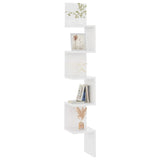 Wall Corner Shelf High Gloss White 20x20x127.5 cm Engineered Wood