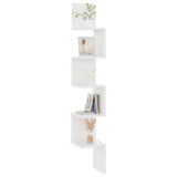 Wall Corner Shelf High Gloss White 20x20x127.5 cm Engineered Wood - Close-Up Angle