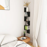 Wall Corner Shelf High Gloss Black 20x20x127.5 cm Engineered Wood