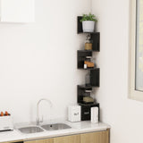 Wall Corner Shelf High Gloss Black 20x20x127.5 cm Engineered Wood - Rear View
