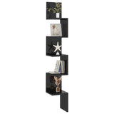 Wall Corner Shelf High Gloss Black 20x20x127.5 cm Engineered Wood - Close-Up Angle
