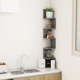Wall Corner Shelf High Gloss Grey 20x20x127.5 cm Engineered Wood - Rear View