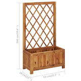 Garden Raised Bed with Trellis Solid Acacia Wood - Extra Image
