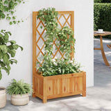 Garden Raised Bed with Trellis Solid Acacia Wood
