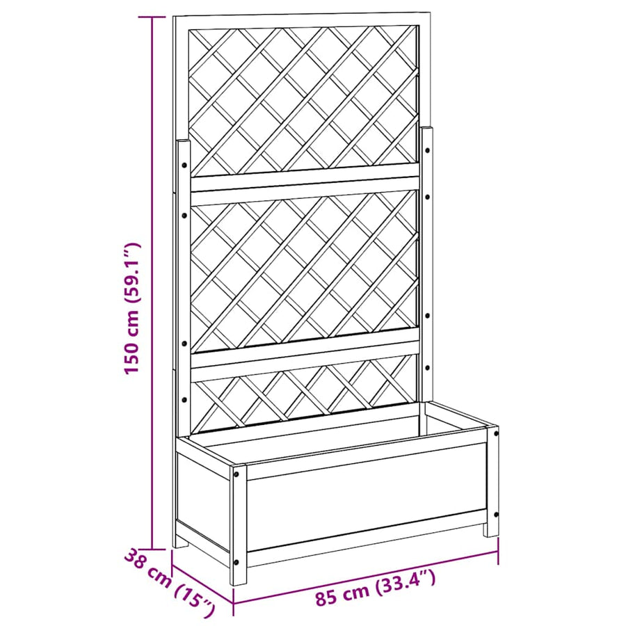 Raised Bed with Trellis 85x38x150 cm Solid Acacia Wood