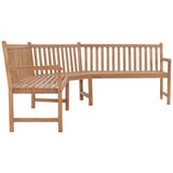 Garden Corner Bench 185x185x90 cm Solid Teak Wood - Front View