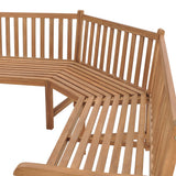 Garden Corner Bench 185x185x90 cm Solid Teak Wood - Side View