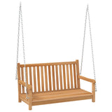 Swing Bench Solid Teak Wood 114x60x64 cm - Front View
