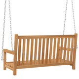 Swing Bench Solid Teak Wood 114x60x64 cm - Top-Down View