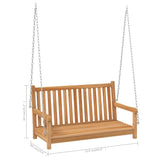 Swing Bench Solid Teak Wood 114x60x64 cm - Low Angle