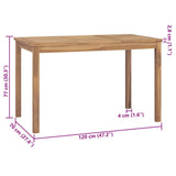 Garden Dining Table 120x70x77 cm Solid Teak Wood - Close-Up Angle