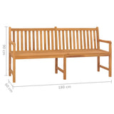 Garden Bench 180 cm Solid Teak Wood - Close-Up Angle