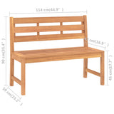 Garden Bench 114 cm Solid Teak Wood - Close-Up Angle