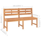Garden Bench 150 cm Solid Teak Wood - Close-Up Angle