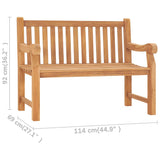 Garden Bench 114 cm Solid Teak Wood - Close-Up Angle