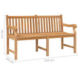 Garden Bench 150 cm Solid Teak Wood - Close-Up Angle