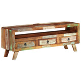 TV Cabinet Multicolour 110x30x40 cm Solid Reclaimed Wood - Rear View