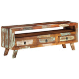 TV Cabinet Multicolour 110x30x40 cm Solid Reclaimed Wood - Close-Up Angle