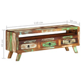 TV Cabinet Multicolour 110x30x40 cm Solid Reclaimed Wood - Extra Image