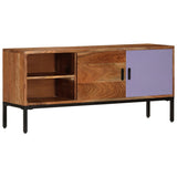 TV Cabinet Honey Brown and Grey 110x30x50 cm Solid Wood Acacia - Front View