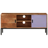 TV Cabinet Honey Brown and Grey 110x30x50 cm Solid Wood Acacia - Top-Down View